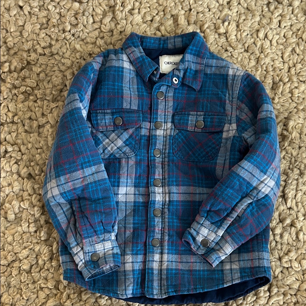 Cherokee Blue and Red Plaid Button Down Shirt
